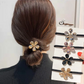 (キャメル)ヘアゴム フラワー キラキラ シンプル おしゃれ ヘアアクセサリー 花 大人っぽい