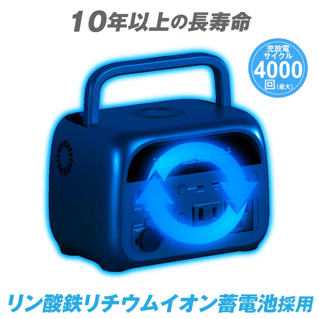 ポータブル電源＋ソーラパネル 1組  345Wh 600W 軽量 小型 蓄電池 家庭用 リン酸鉄 防災 停電 アウトドア キャンプ 農作業 家庭菜園