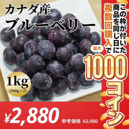 [冷凍] カナダ産ブルーベリー 1kg (500g*2)【コインバック対象】