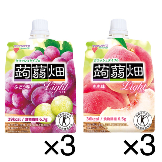 【6個セット！】 クラッシュタイプの蒟蒻畑 ライト ぶどう味 150gx3個 / もも味 150gx3個 お菓子 スイーツ ゼリー こんにゃくゼリー 蒟蒻畑※(蒟蒻畑3-3)