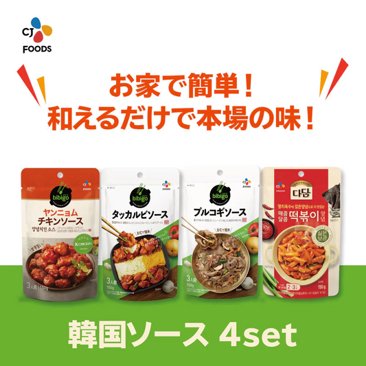 韓国ソース4種お試しセット（タッカルビ・プルコギ・ヤンニョムチキン・トッポッキ）ネコポス　食卓に役立つ！