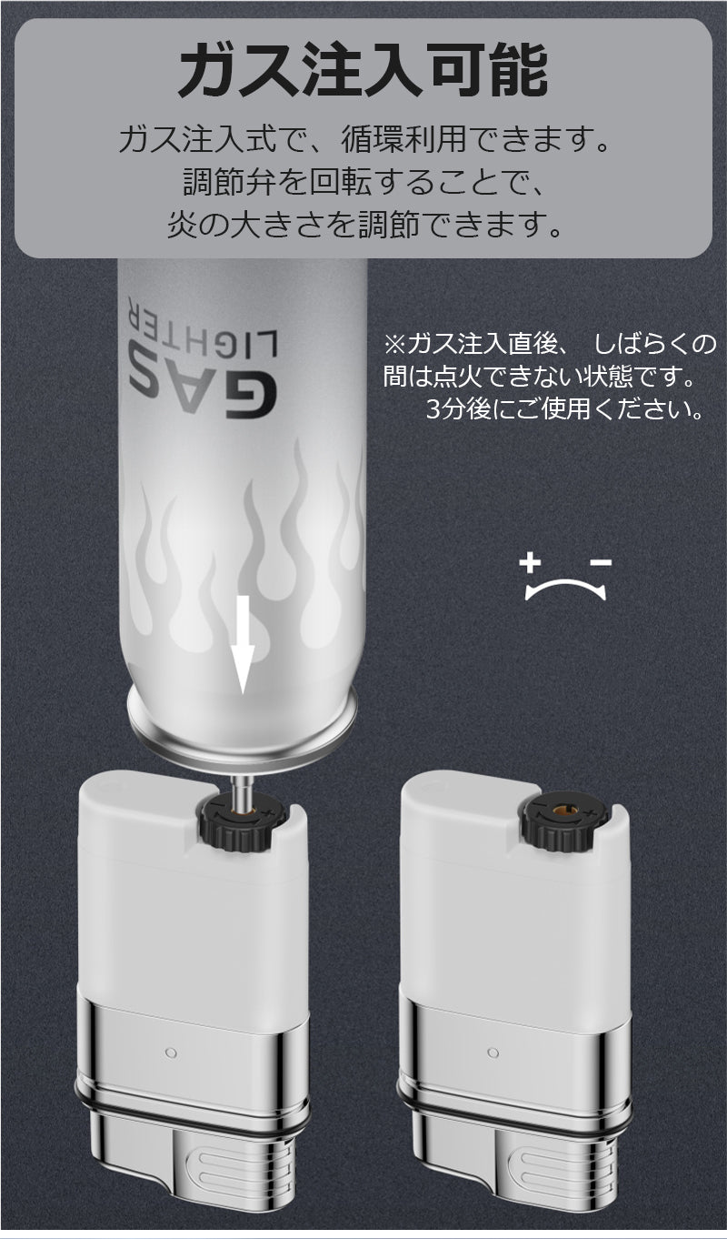 ライター 直線ビーム着火 青炎 IP56防水 強力な炎 防風 強力な青炎 防風ガスライター ガス注入可能 耐久性抜群 s101C(ブルー)