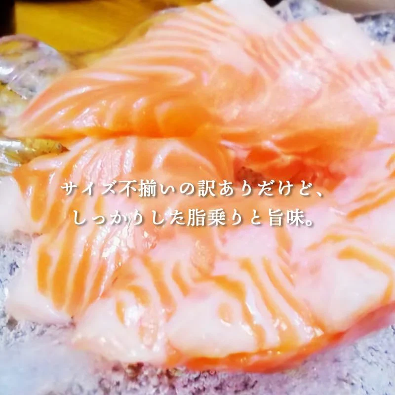 [みさわのやさい] サーモン ハラス 訳あり 切り落とし 600g（200gｘ3パック） 刺身用 冷凍 アトランティックサーモン or トラウトサーモン 生食用 切り身