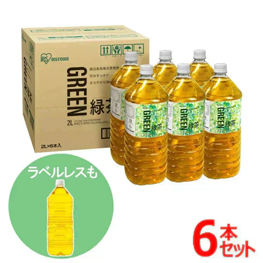 【カートアップNG】【2L×6本/ラベルレス】アイリスオーヤマ  お茶  緑茶  2L