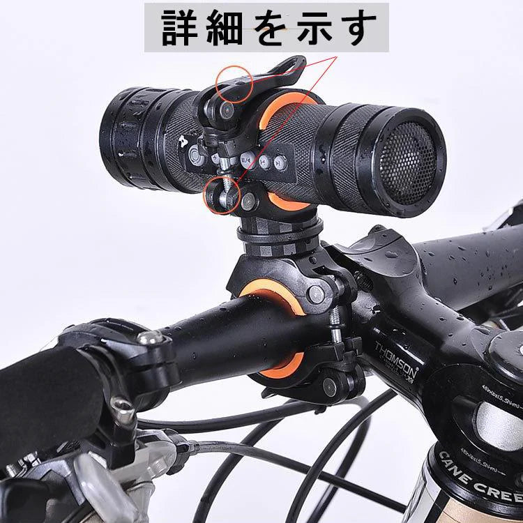 ライトホルダー 自転車 懐中電灯ホルダー ライトステー サイクルライト ライトブラケット ラバーバンド ラバーマウント ハンドル 固定 多機能 w190A(ブラック+オレンジ)