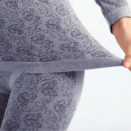 【グレー】インナー上下セット あったか 薄手 保温 下着