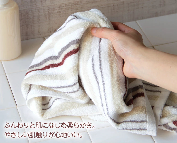 タオル ストライプグリーン フェイスタオル 同色5枚セット しっかり吸水デイリータオル  【メール便送料無料】