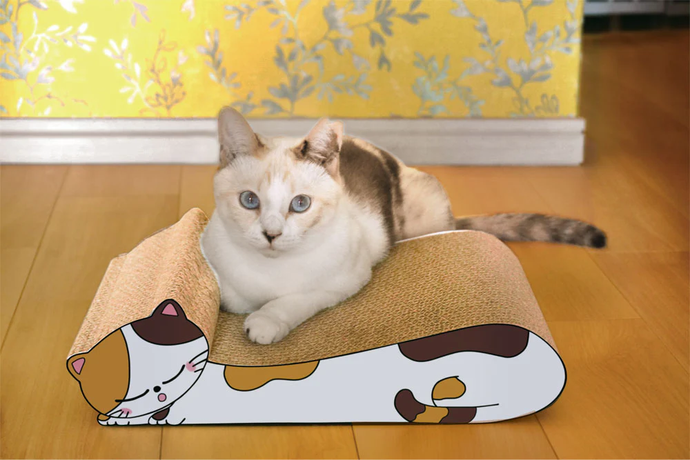 ねこの爪とぎ　居眠りにゃんこ　ミケ◆ 猫 ネコ ねこ にゃんこ 猫用品 ペット ぺっと グッズ 小物 つめとぎ 爪とぎ 爪研ぎ ダンボール 段ボール お洒落 おしゃれ オシャレ 可愛い かわいい カワイイ 猫の日