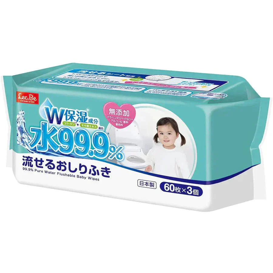ベビー用おしりふき レック 水99.9％ 流せるおしりふき 60枚X3個入 X4パック