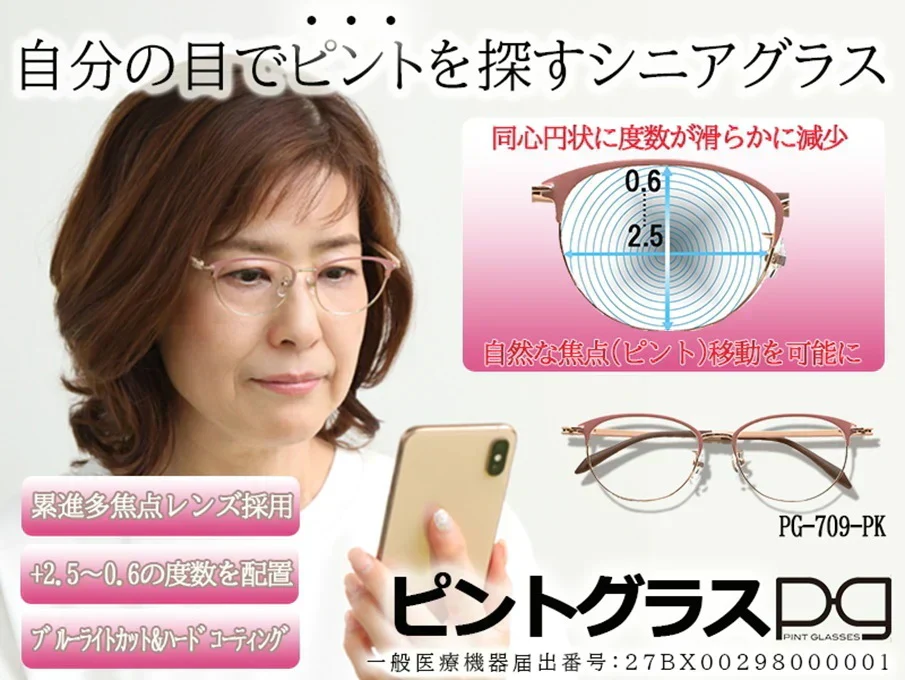ピントグラス・ブラック【老眼鏡 度数 調節 シニアグラス 近視 遠視 老眼 メガネ 最安値 視力 補正 ブルーライト カット パソコン スマホ PG-709 0.6度 2.50度 中度 レンズ メガネ】中度 軽度  老眼鏡 累進多焦点 レンズ 老眼鏡 ブルーライトカット シニアグラス めがね拭き メンズ レディース 40代 50代 60代 携帯用 スマホ PC メガネ  度数 調節 軽度 テレビショッピング 可愛い 大きめ 軽い
