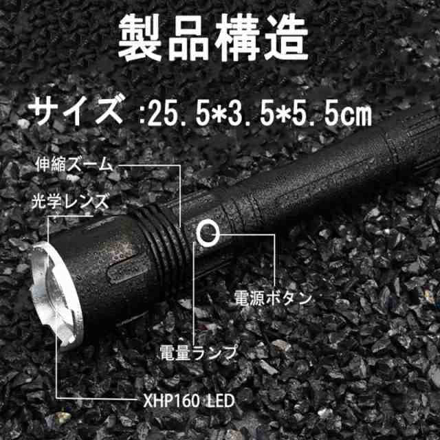 LEDライト 懐中電灯 LED懐中電灯 ハンディライト 充電式 超強力 ズーム 多モード 軍用 作業灯 充電池付き　乾電池使用可 停電 防水 防災対策 新仕様 ズーム機能