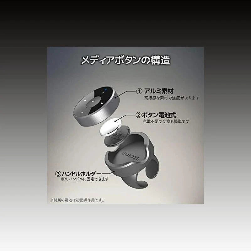 メディアボタンマルチメディアリモコン Bluetooth 音楽の再生/停止 自撮りシャッター機能付き 超軽量 Blutoothボタン 側面にアルミ素材 通話ボタン w261A(シルバー)