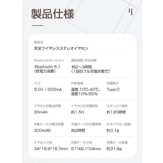 【ホワイト】ワイヤレスヘッドセット 完全ワイヤレス イヤホン ブルートゥース Bluetooth5.1 両耳通話可 ノイズキャンセル 高音質 重低音 ステレオサウンド タッチ操作