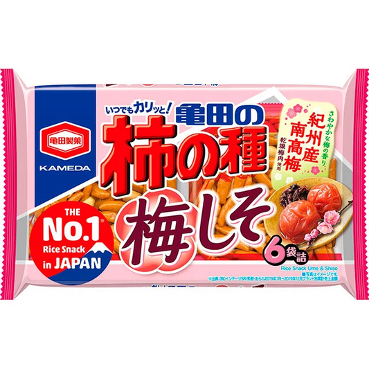 【送料無料】亀田製菓 亀田の柿の種 梅しそ 173ｇ（6袋詰）×24袋（2ケース）