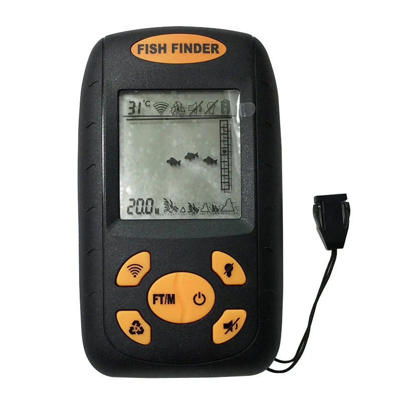 音波 魚群探知機 xf 水温計付 ポータブル携帯型 魚探黒色 100m fishfider 川釣り 海釣り アウトドア ソナー ワカサギ釣り バス釣り フィッシュファインダー