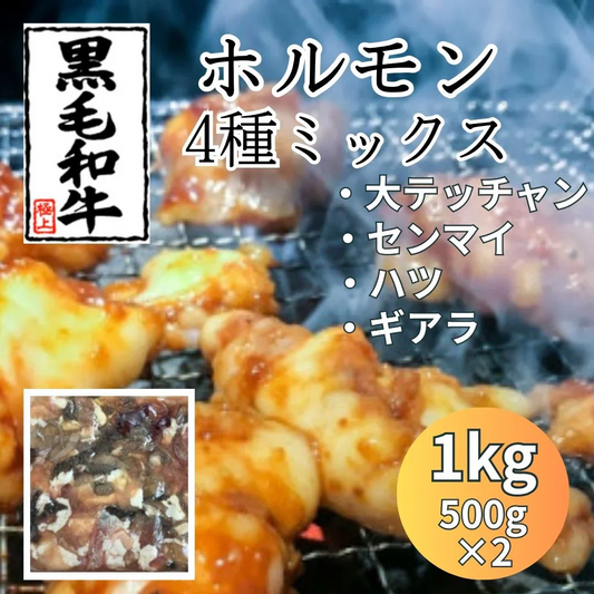 九州産 黒毛和牛 ミックスホルモン 1kg（500g×2パック）