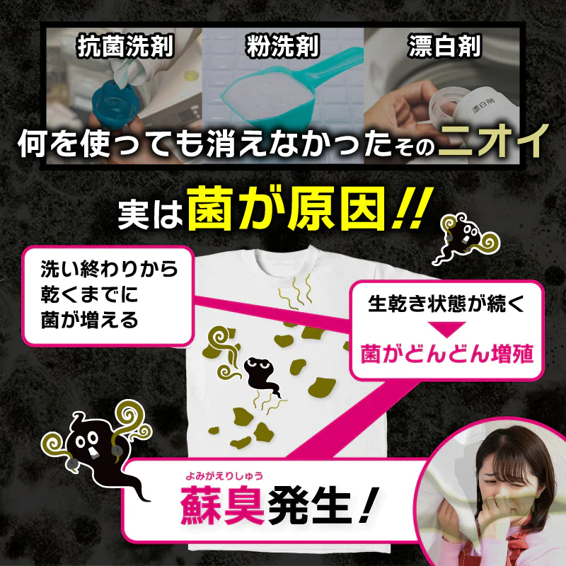 さよなら生ガワッキー 洗濯物 生乾き 生乾き臭 部屋干し 室内干し 除菌 抗菌 洗濯槽 掃除 臭い ニオイ 洗剤 衣類洗剤 漂白剤 ニオイ取り 汗臭 ヨウ素 洗濯槽クリーナー 洗濯機 ドラム式 消臭