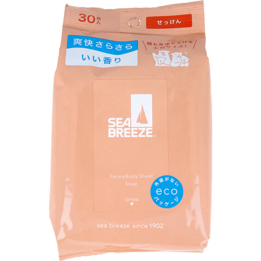 SEABREEZE シーブリーズ フェイス&ボディシート N 大判サイズ せっけん 30枚入り X6パック