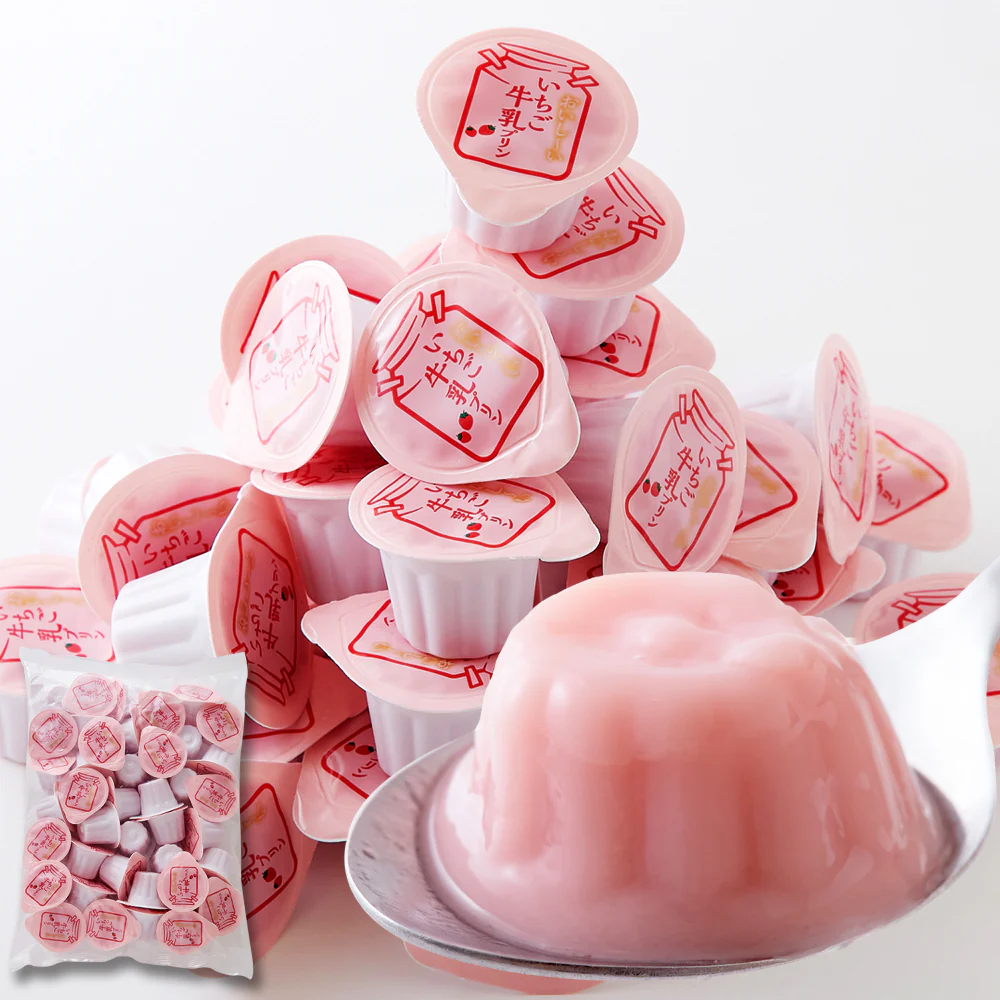 ひとくちいちご牛乳プリン 40個 個包装 | 濃厚 プリン いちご牛乳 苺 イチゴ 牛乳プリン プチ スイーツ デザート 一口サイズ おやつ 洋菓子 お菓子 お徳用 得用 大容量 大量 クリスマス ハロウィン 文化祭 誕生日 お見舞い 詰め合わせ プチギフト 常温 保存食