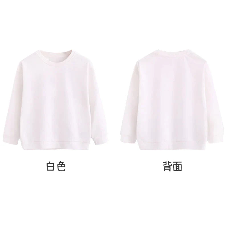 厚手 トレーナー 150cm 長袖 白色 綿82％ カッコいい 体育 体操服 子供 キッズ スウェット Tシャツ 通気 保温 吸汗 秋冬 プルオーバー 運動会 ユニフォーム ダンス