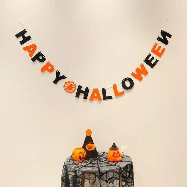 (タイプA) ハロウィン 飾り ガーランド ４本セット かぼちゃ 旗 雑貨 お化け 骸骨 吊るす 旗 インテリア 小物 デコレーション 小物 飾り付け 壁 玄関