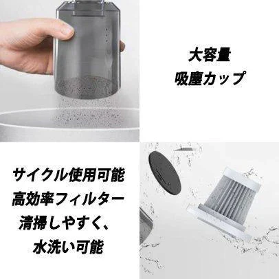 車用掃除機 PCキーボード掃除機  PSE認証 乾湿両用 軽量 小型 コードレス 6000PA超強吸引力 低騒音対策 集塵装置 USB充電式 LEDライト 車 オフィス用 w117A(ホワイト)