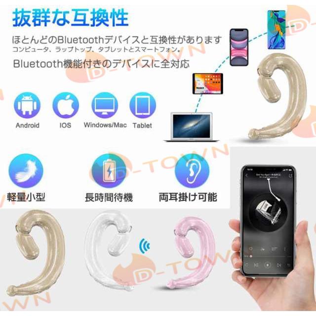 bluetooth 5.2耳掛け式イヤホン Bluetooth イヤホン 両耳 スポーツ bluetooth 5.2 ノイズキャンセリング ブルートゥース イヤホン Bluetooth w295C(ホワイト)
