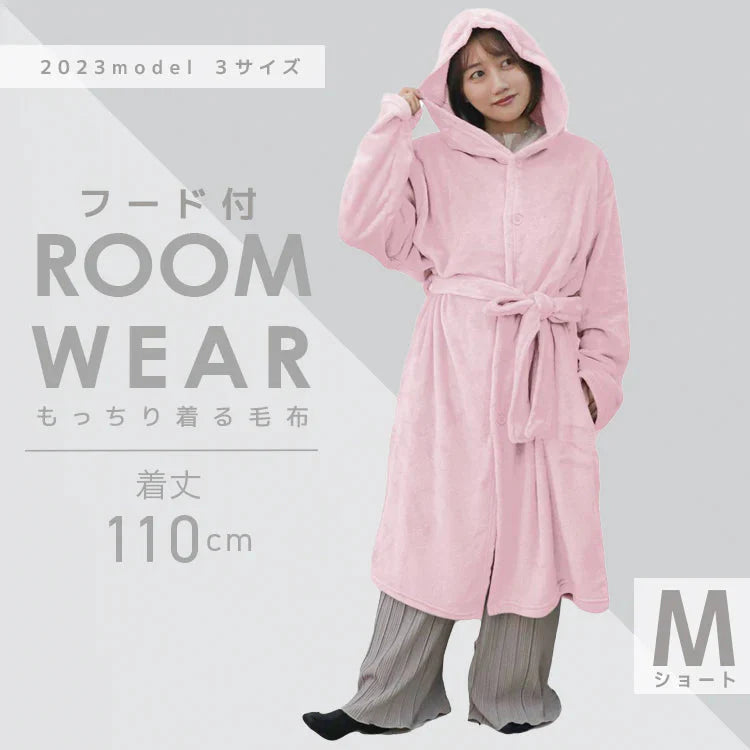 【Mサイズショート】【マシュマロピンク】着る毛布 ルームウェア フード付き M L 毛布 あったかグッズ ルームウェア 冬 もこもこ パジャマ レディース かわいい メンズ ロング ショート マタニティ ナイトウェア ブランケット 部屋着 おしゃれ 可愛い 秋冬