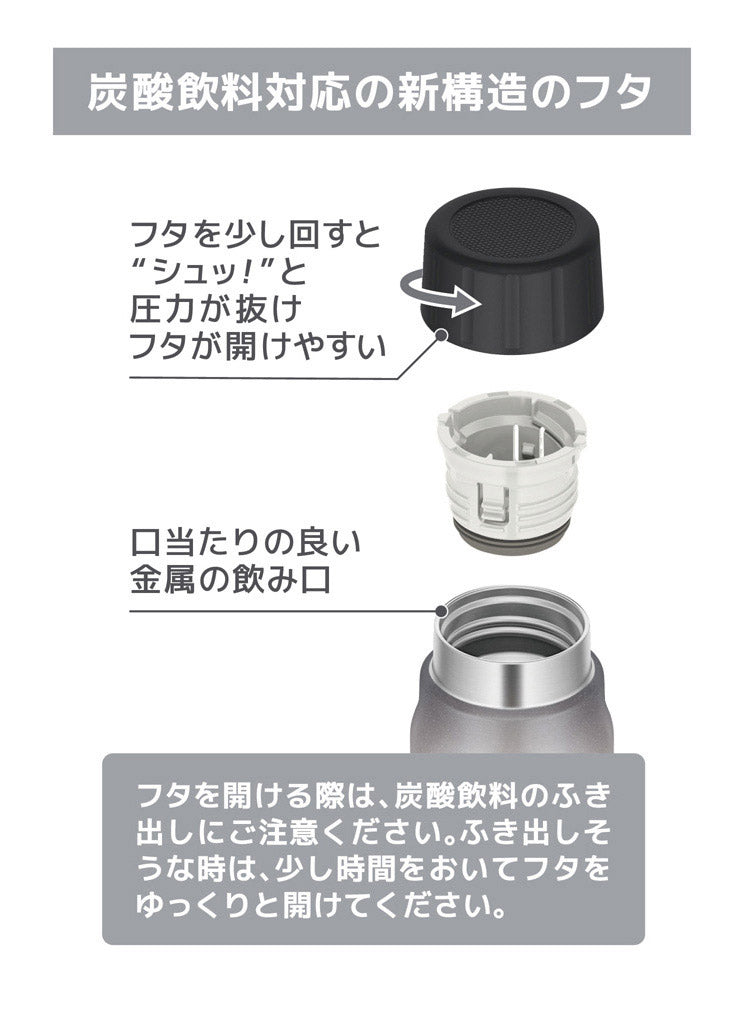 (パープル)サーモス 水筒 炭酸 500ml 保冷炭酸飲料ボトル FJK-500 魔法びん 保冷 炭酸ボトル 炭酸水 用 ボトル 直飲み スリム 炭酸飲料 スポーツ飲料OK レジャー アウトドア キャンプ THERMOS