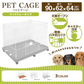 【ブラウン】ペットケージ 1段 小型犬 中型犬 猫 うさぎ 幅92×奥行62×高さ64cm 全5色 キャスター付き 折りたたみ 組立 カンタン おそうじ 室内 ハウス