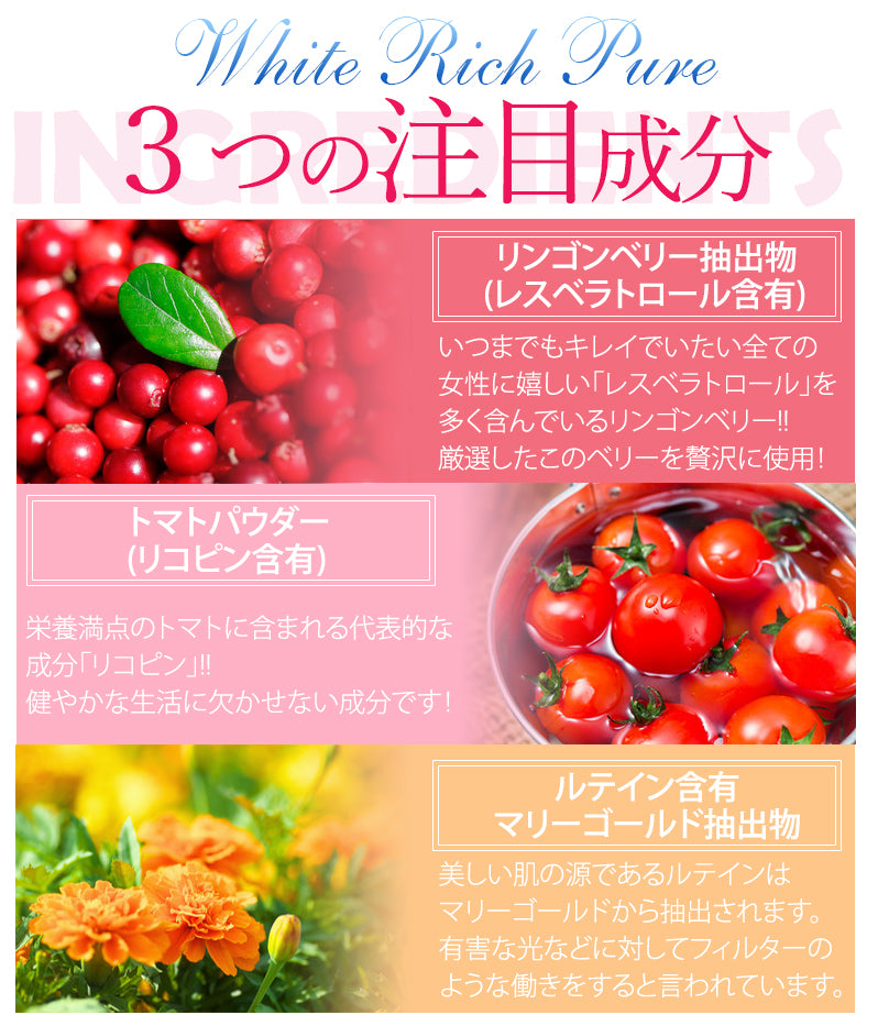 【ホワイトリッチピュア】飲む日焼け止め 日焼け止め サプリ 1日1粒として2ヶ月分 紫外線 理子ピン セラミド UVケア 飲んで高める美肌力！プラスアルファ スキンケア 飲むお出かけ対策 お肌のバリア 美肌ライフ UVケア 日焼け止め UVカット 紫外線対策 紫外線カット 飲む UVケア UVカットサプリ