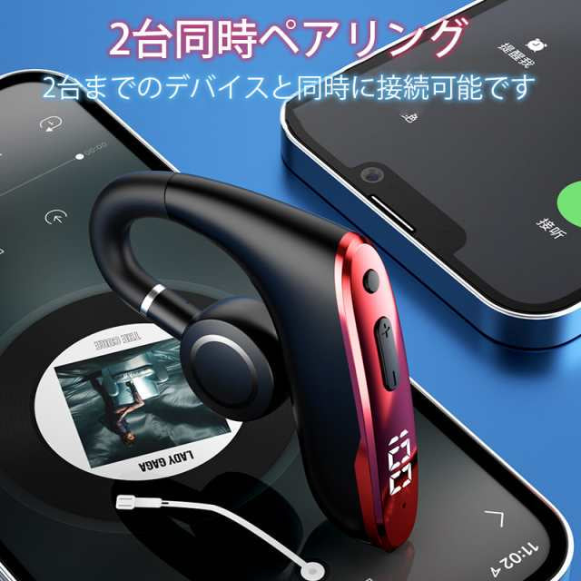 ワイヤレスイヤホン耳掛け型 bluetooth5.2 ワイヤレス インナーイヤー 瞬間接続 低遅延 高音質 s074C(ブルー)