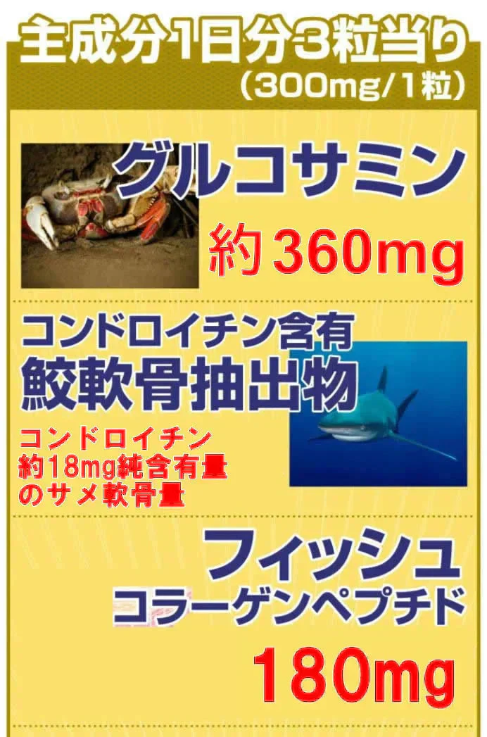 約半年分たっぷり大容量グルコサミン+コンドロイチン+コラーゲン540粒