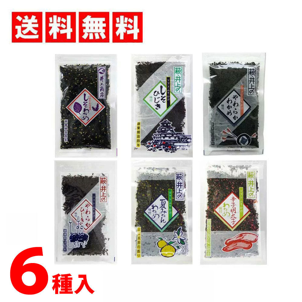 井上商店 ソフトふりかけ 6種 Aセット（しそわかめ・しそひじき・やわらかわかめ・やわらかひじき・夏みかんわかめ・辛子明太子わかめ）
