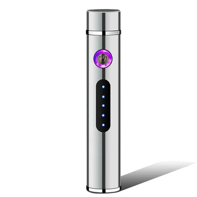 当日発送 電子ライター USB充電式 防風  PSE認証 防水 無炎 Miniサイズ 使用便利 携帯便利 おしゃれ アウトドア用トーチ　防風 軽量 w187D(シルバー)