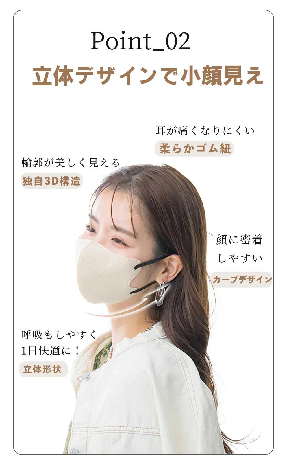 【柔らかな肌触り！】＼ライトベージュ／52枚入(10枚ｘ4パック ネット通販限定12枚増量) 立体マスク 3dマスク 不織布 息がしやすいマスク 耳が痛くならないマスク 肌に優しいマスク 小顔効果 血色マスク 小顔マスク 曇りにくい 使い捨てマスク 丸顔 面長 小顔 チークマスク 飛沫防止 通気性 マスク