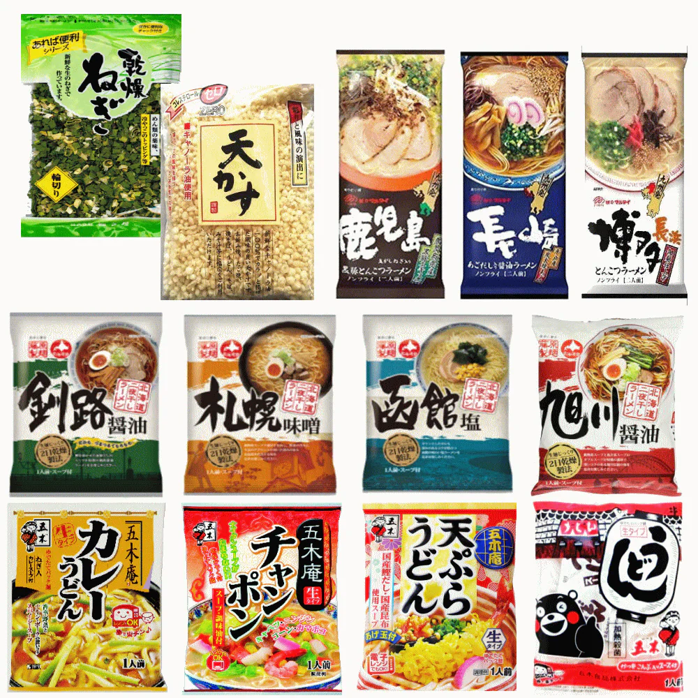 三大メーカー 北海道藤原製麵 九州 マルタイ 五木食品 乾麺VS生麺 14食セット トッピングおまけ付き