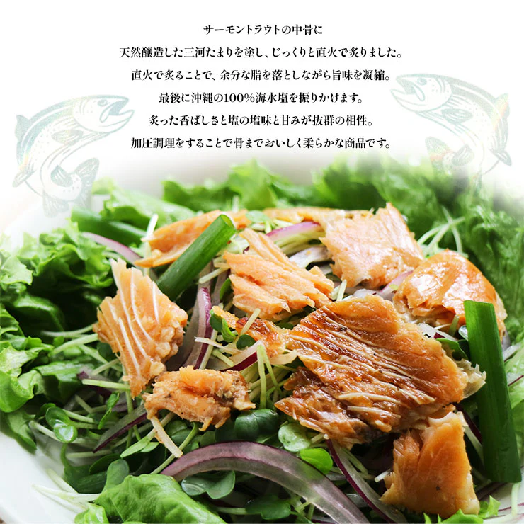 つくだ煮 甘露煮 骨付き炙りサーモン 塩 40g×4 絶品 珍味 常温保存