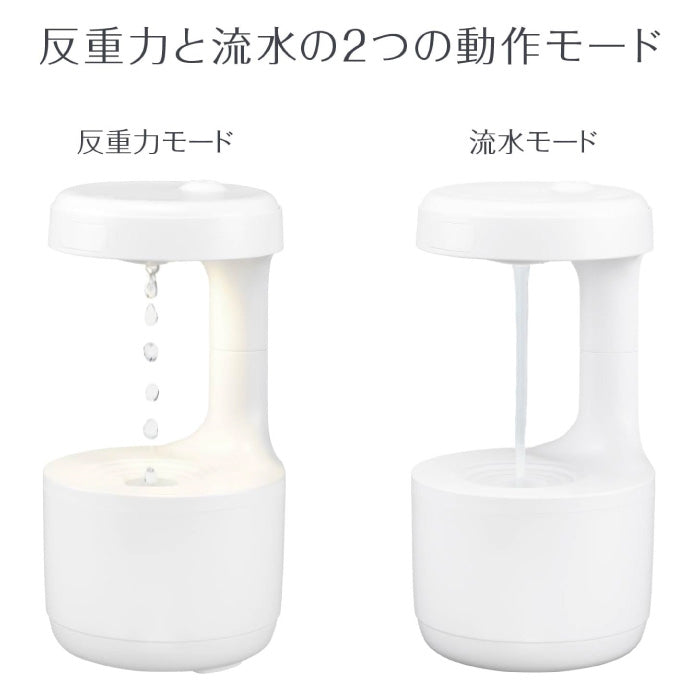 グリーンハウス 【GH-UMAA-WH】 水滴がのぼるUSB加湿器 超音波 空焚き防止 ミスト 反重力 流水 お手入れ簡単 パソコン 家電