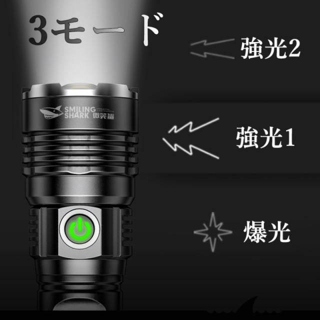 当日発送 懐中電灯 led 最強 USB 充電式 フラッシュライト 超高輝度 明るい ズーム機能 大容量電池　 3モード調光 8000ルーメン 耐衝撃
