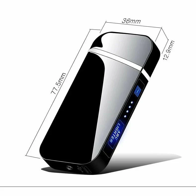 電子ライター ライター usb 小型 充電式充電式 ガス オイル不要　無炎 防風 軽量 薄型 プレゼント 電子ターボライター 電池残量表示 安全性 w376B(マットレッド )