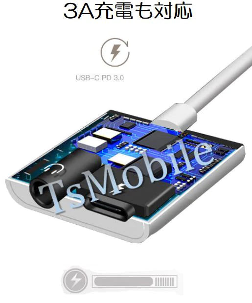Typec AUX 変換 ケーブル Type-CオスからTypeCメスと 3.5mm auxメス イヤホンジャックに変換 アダプタ 音楽を聞きながら充電 コネクタ 2in1ポイント消耗