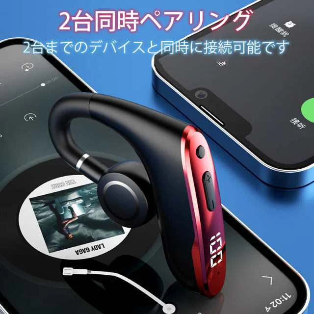 ワイヤレスイヤホン耳掛け型 bluetooth5.2 ワイヤレス インナーイヤー 瞬間接続 低遅延 高音質 s074A(ブラック)