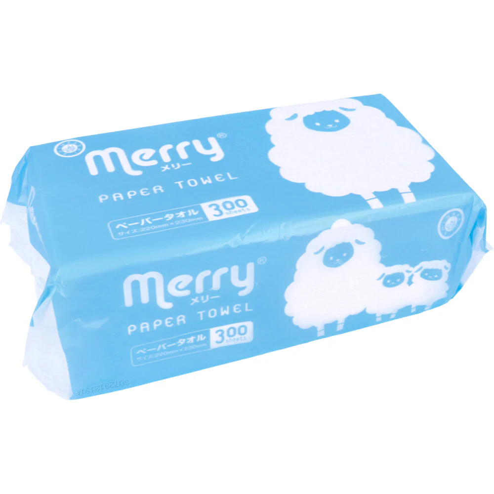 ペーパータオル 新橋製紙 merry メリー 再生紙100％ 300枚入り X20パック
