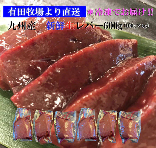 宮崎県有田牧場より直送！九州産牛生レバー 600g （約100ｇ×6パック）小分けパック
