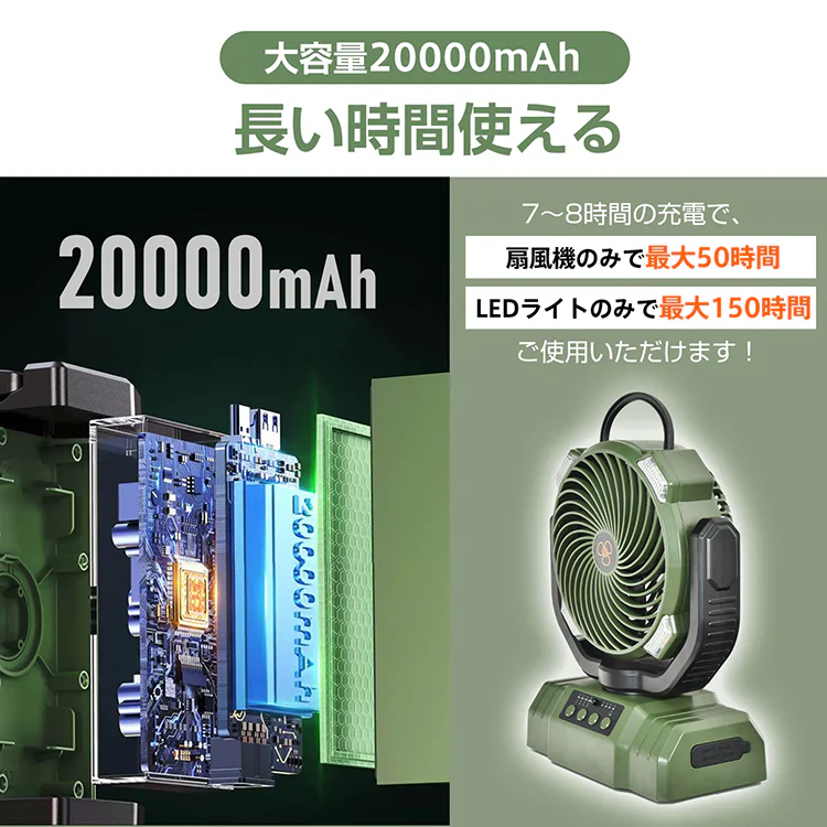 扇風機【カーキ】 サーキュレーター  卓上扇風機 壁掛け扇風機 熱中症対策 吊り下げ アウトドア キャンプ 小型扇風機 壁掛け 携帯扇風機 リビング usb扇風機 卓上