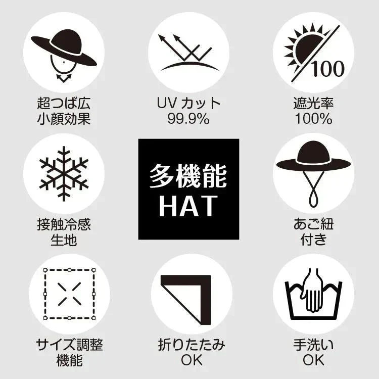 帽子 「つば長タイプ・ネイビー」 レディース 大きいサイズ 遮光100％ 接触冷感 UVカット つば広 折りたたみ 飛ばない 日よけ 春夏 あご紐 小顔効果 大きめ おしゃれ 可愛い 母の日 お花見