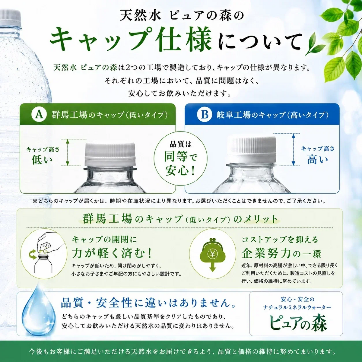 国産 天然水【ラベルレス】 国産 ミネラルウォーター ピュアの森 2000ml 6本×2箱【計12本】天然水 軟水 水 みず 2リットル 2l 2L お水 ラベルレスボトル ラベル無し 硝酸態窒素 亜硝酸態窒素 PFOS PFOA 検出限界以下