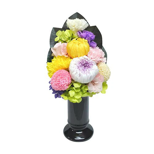 【花器付き】枯れない仏花　麗蘭（れいらん） 中サイズ　（単品） 仏花 プリザーブドフラワー 枯れない お彼岸 彼岸 喪中 法事 仏壇 仏壇用 一周忌 三回忌 お供え花