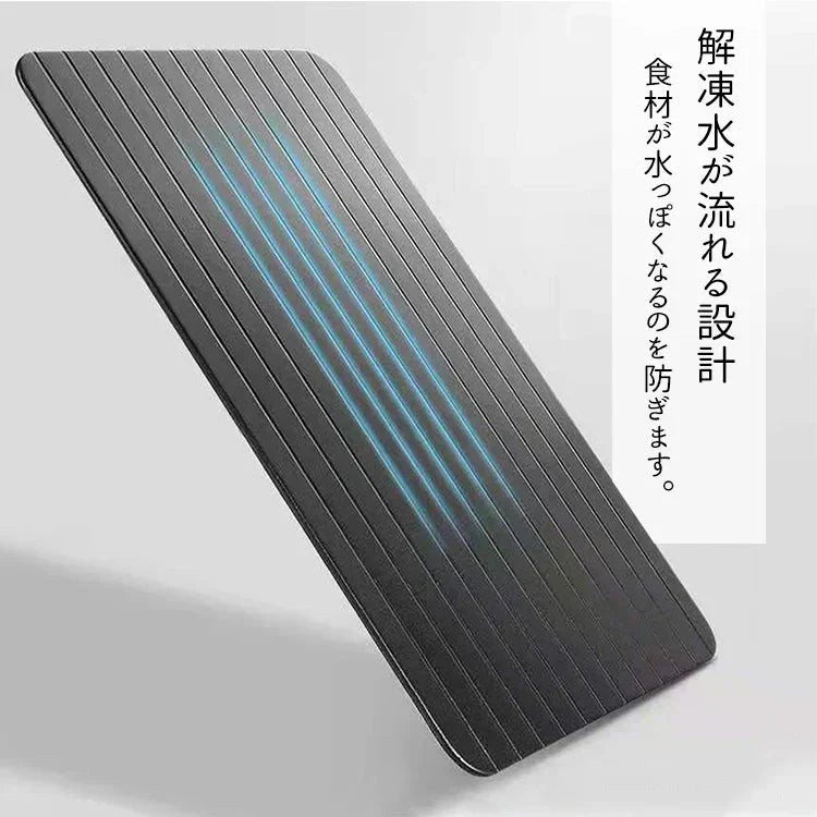 解凍プレート 「ブラックMサイズ」 急速解凍 解凍用プレート 解凍板 解凍 解凍皿 肉 魚 冷凍食品 エコ 時短 時間短縮 便利グッズ 超薄型 キッチン 家庭用